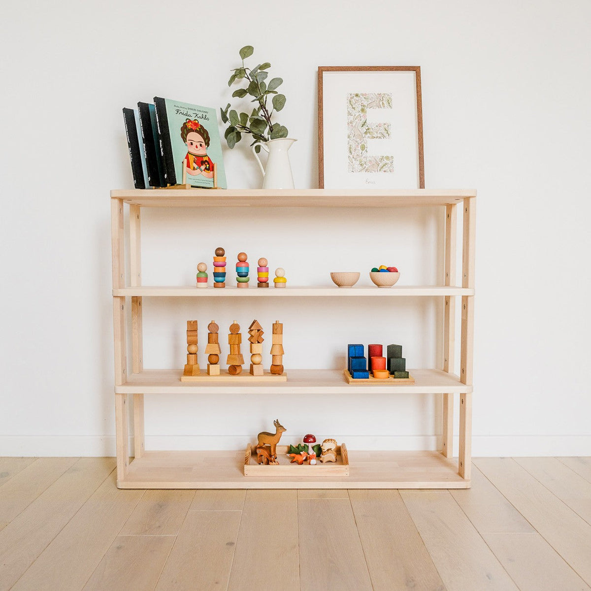 Étagère Montessori modulable en bois à quatre niveaux