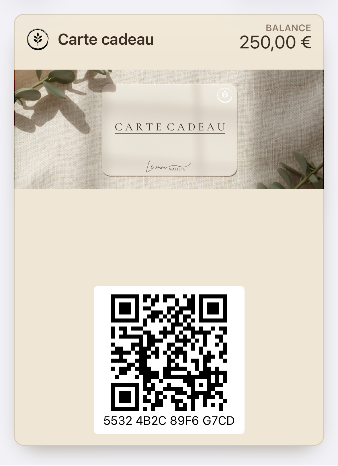 Carte cadeau Le Minimaliste
