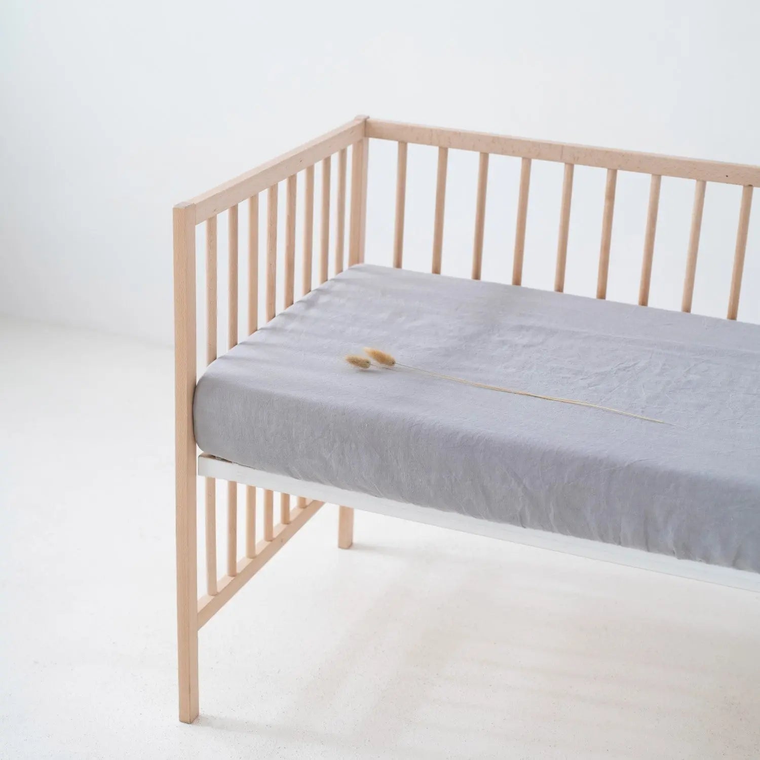 Linen Fitted Sheet for Kids - Light Grey