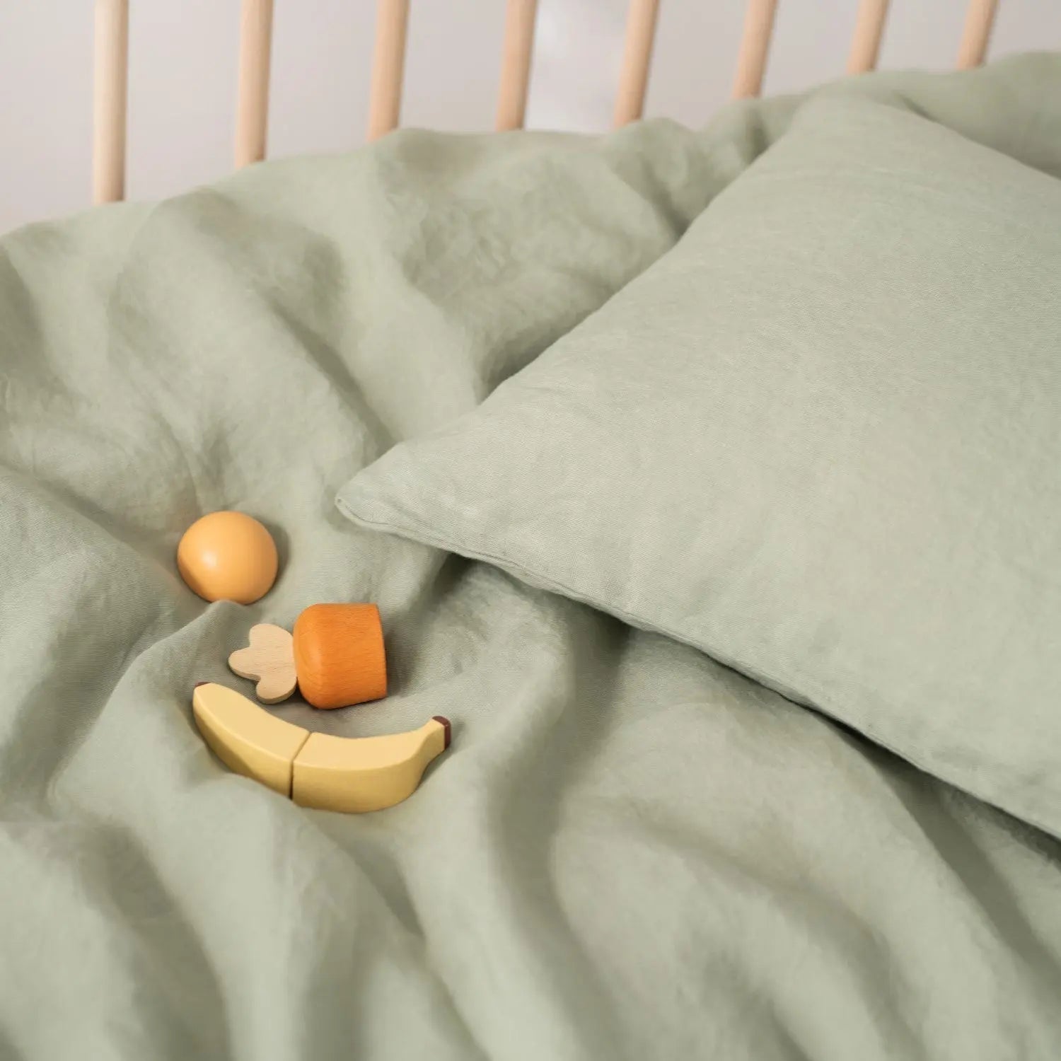 Linen Duvet Cover Set for Kids - Sage