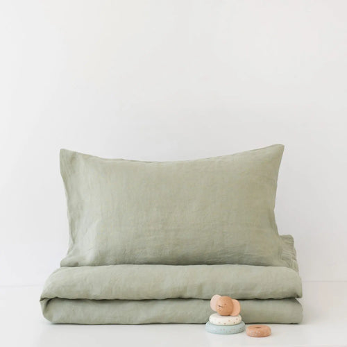 Linen Duvet Cover Set for Kids - Sage