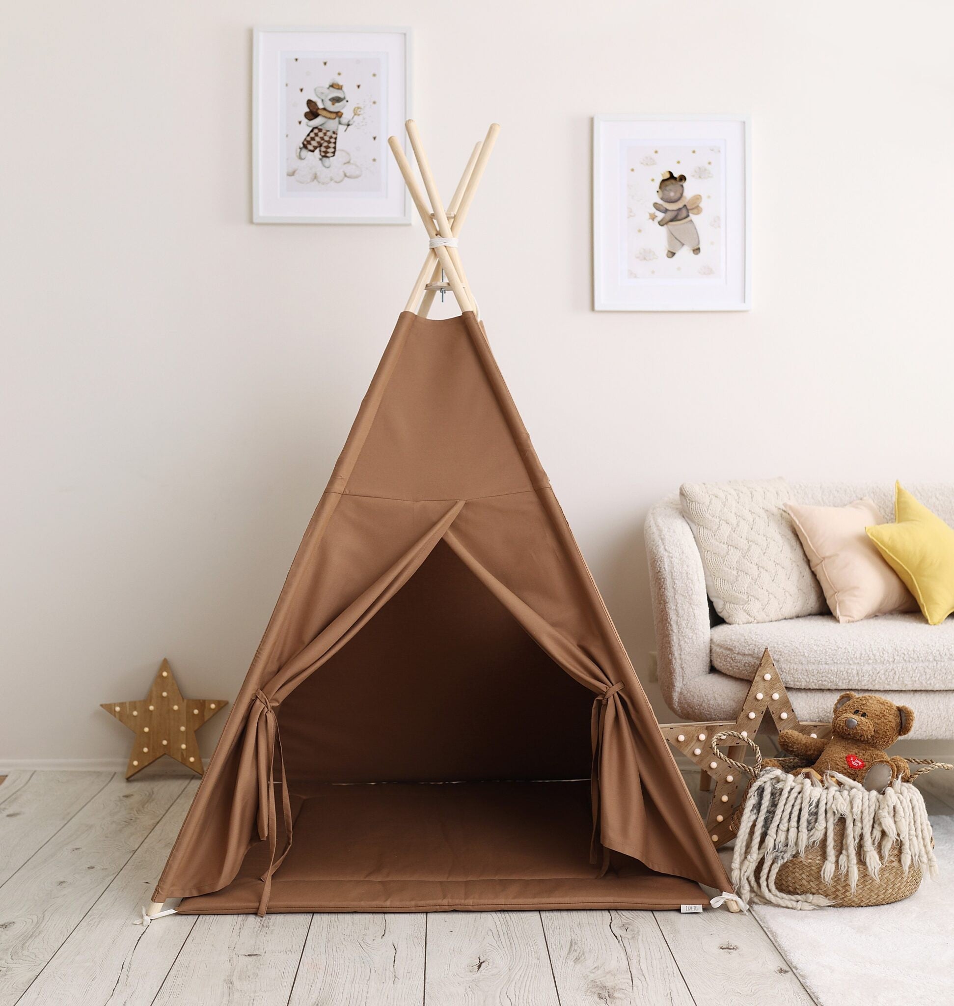 Tipi enfant caramel avec tapis – vue principale