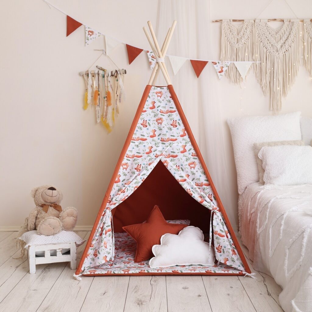 Tipi enfant motif renards avec tapis – vue principale