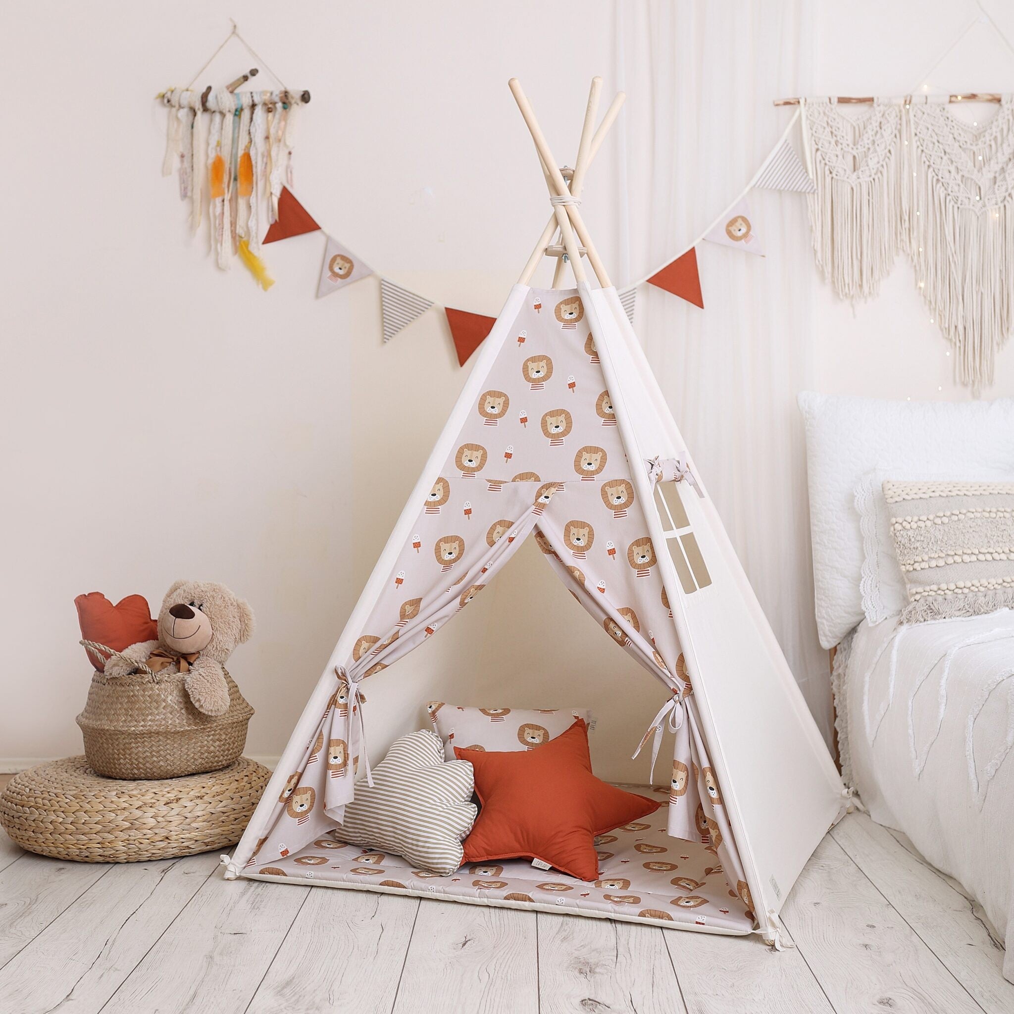 Tipi enfant motif lions avec tapis – vue 2
