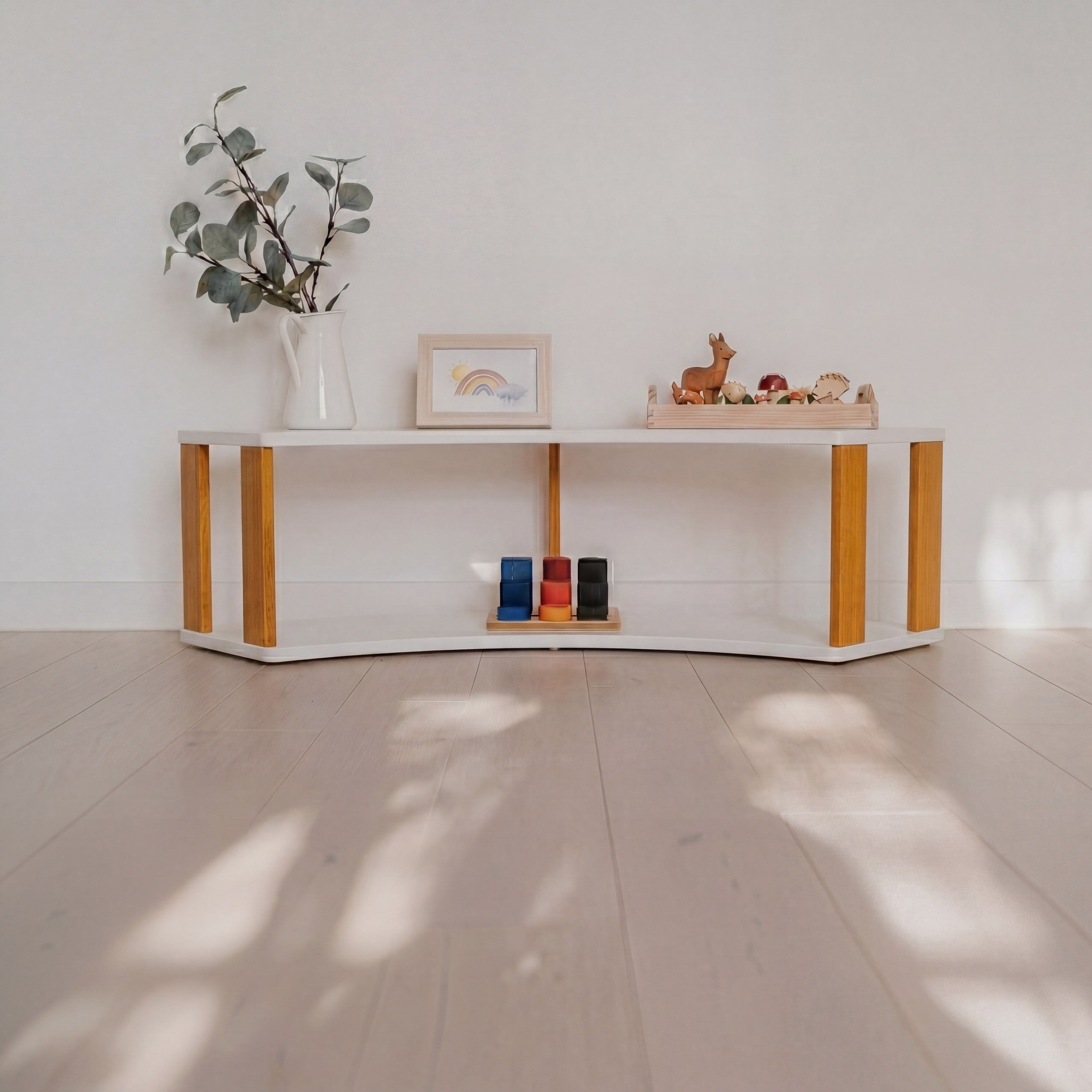 Modular Montessori Shelf Arch - 2 Shelves - White/brownish oil