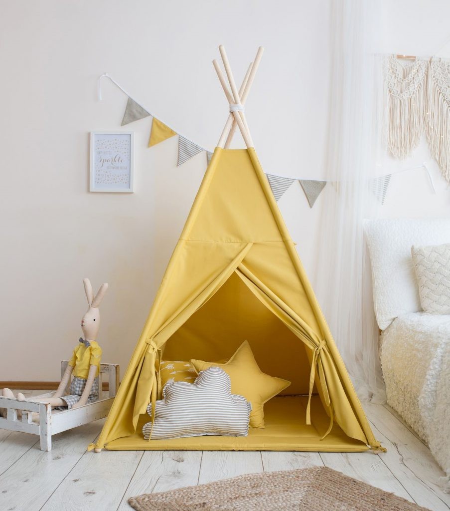Tipi enfant moutarde avec tapis – vue principale