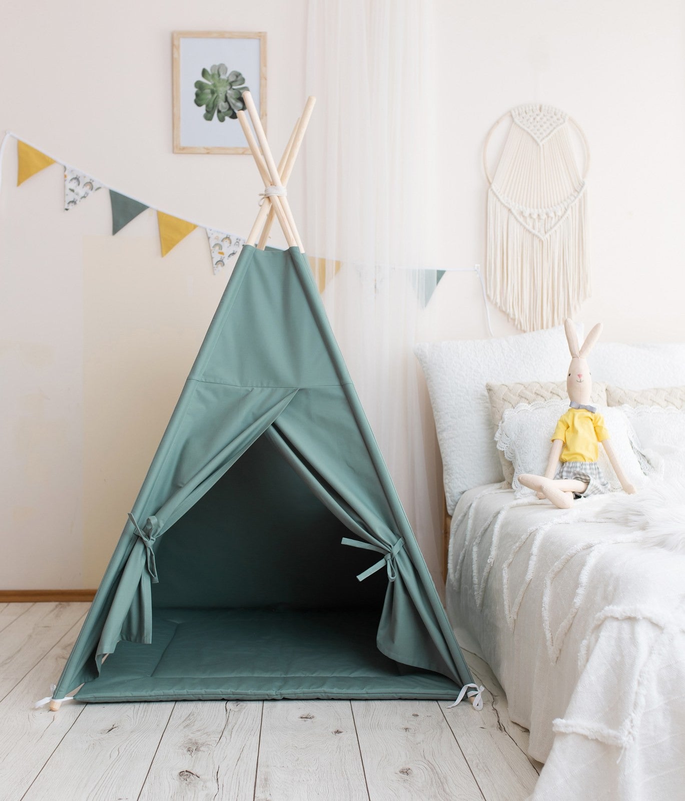 Tipi enfant sauge avec tapis – vue principale