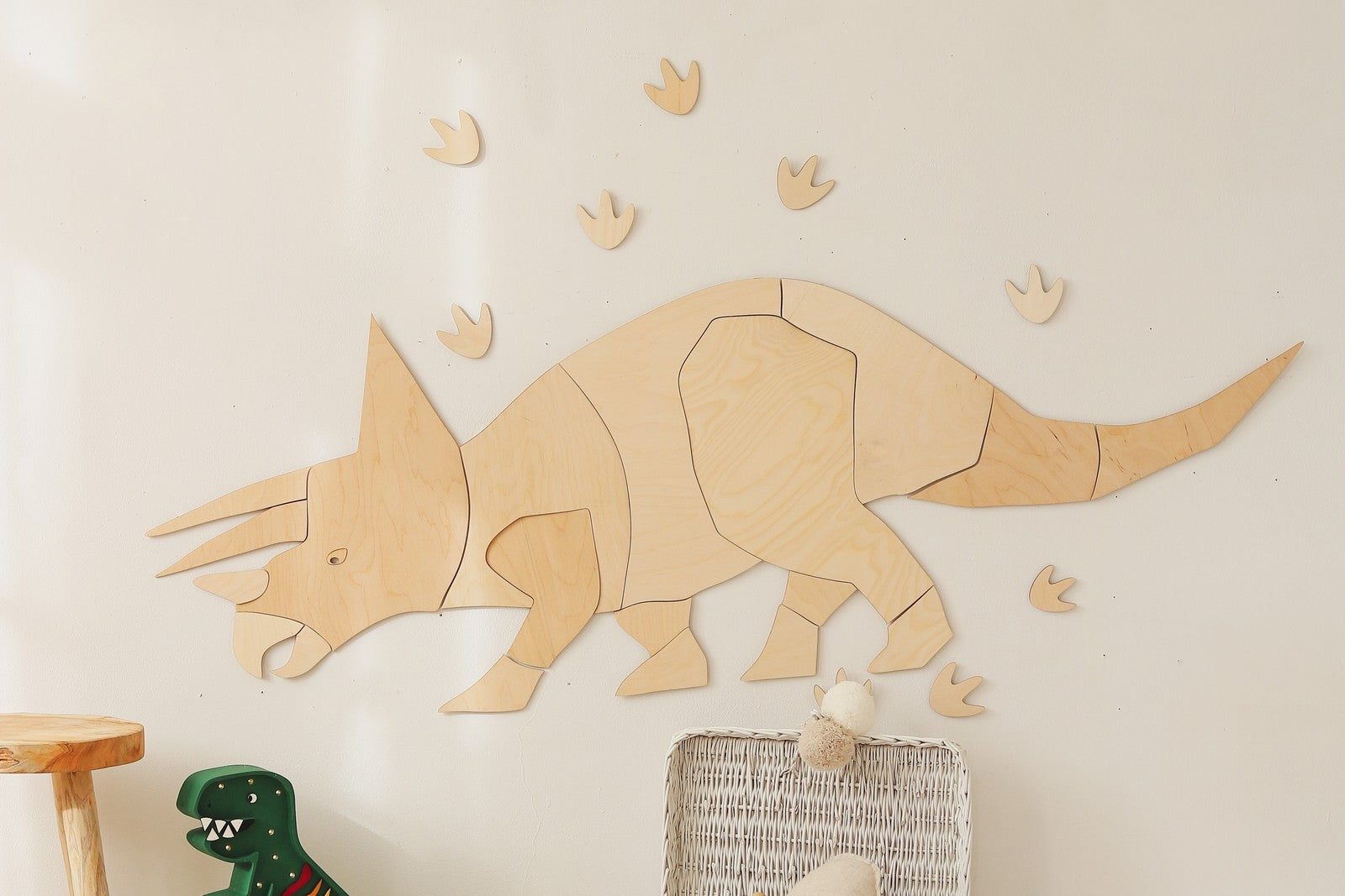 Décoration murale Triceratops en bois, collection Décorations murales