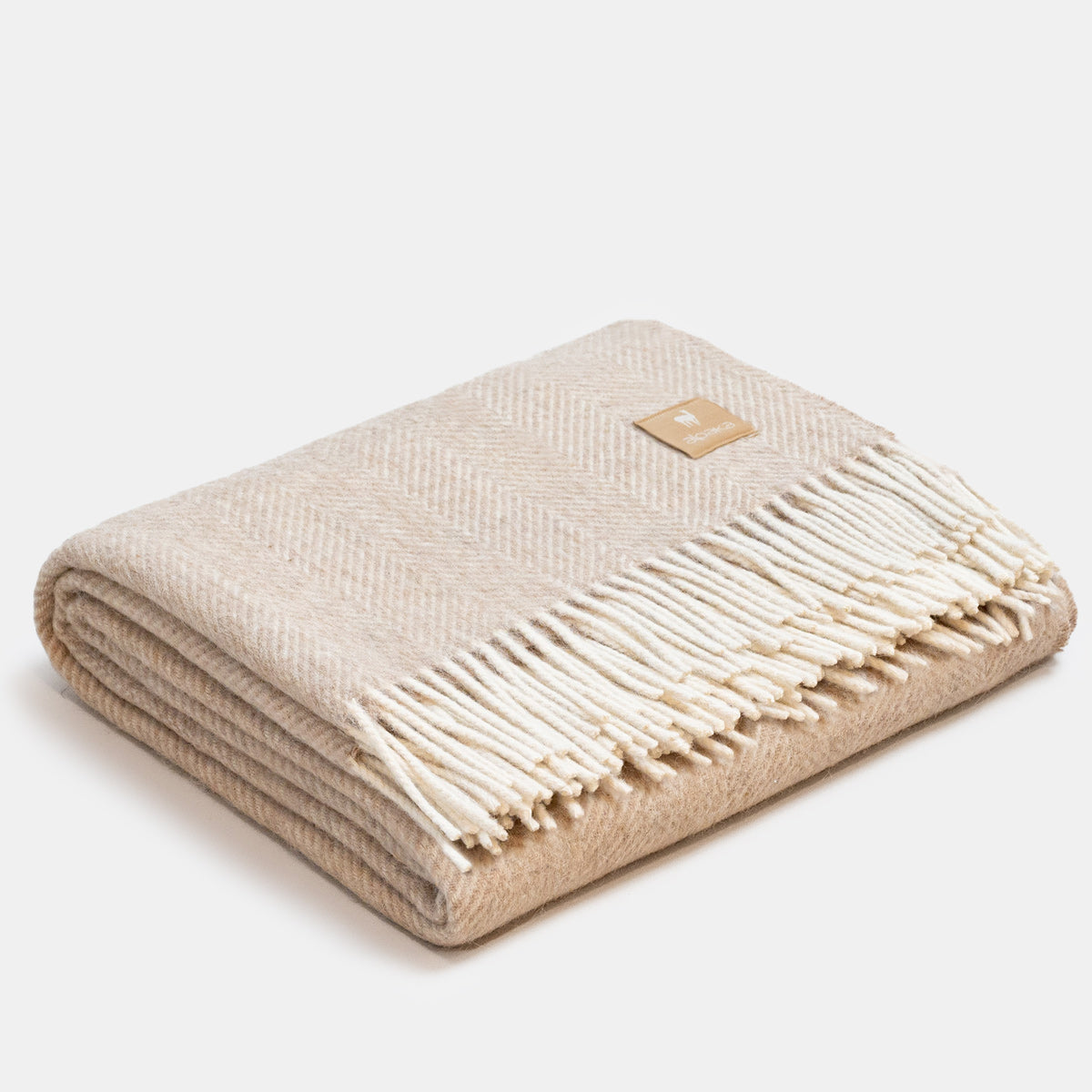 Natural Alpaka Wool Throw - Classic Fishbone