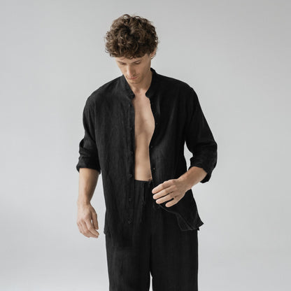 Linen Currant Loungewear Set - Black