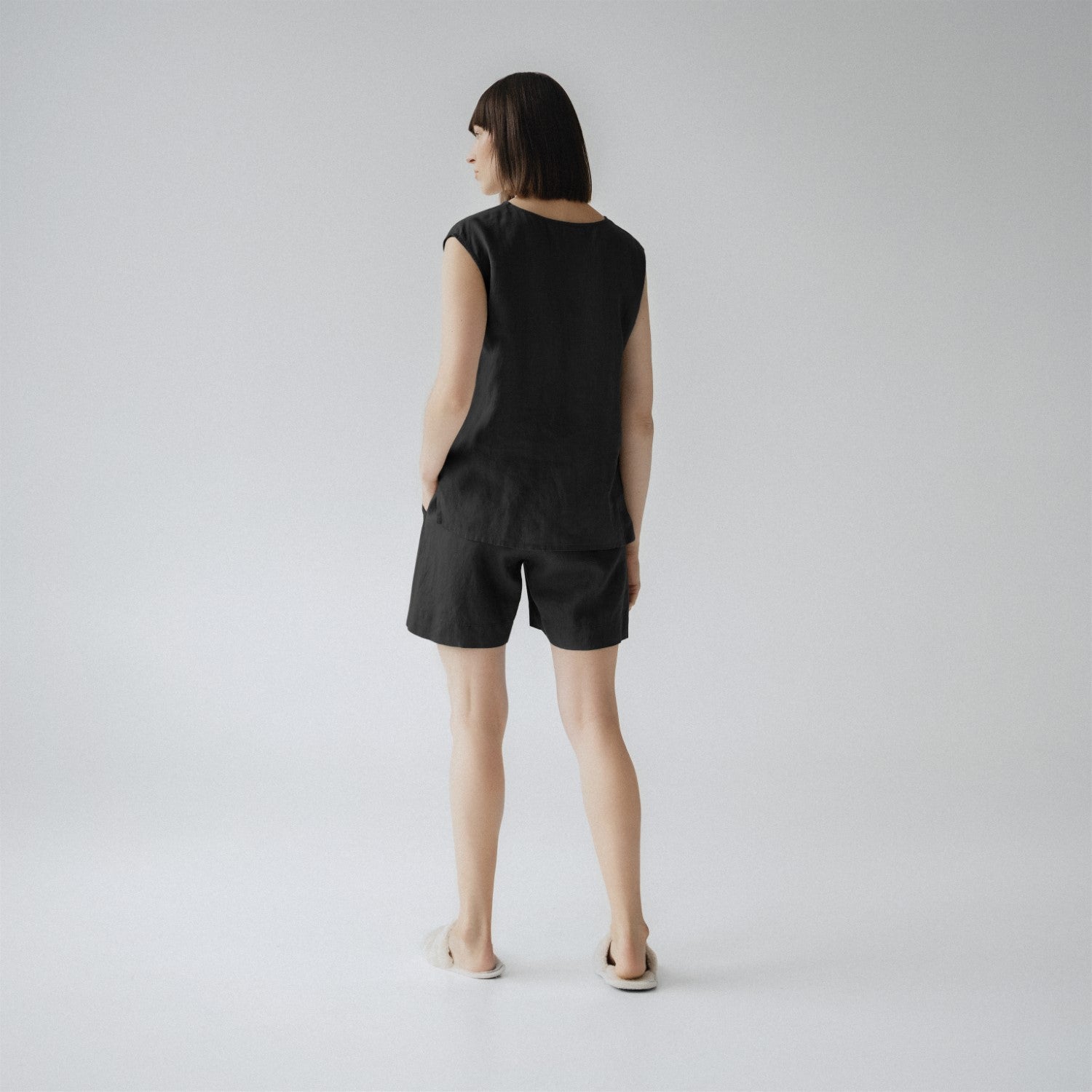 Linen Verbena Pyjama Set - Black