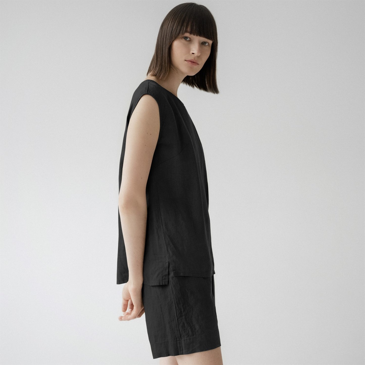 Linen Verbena Pyjama Set - Black