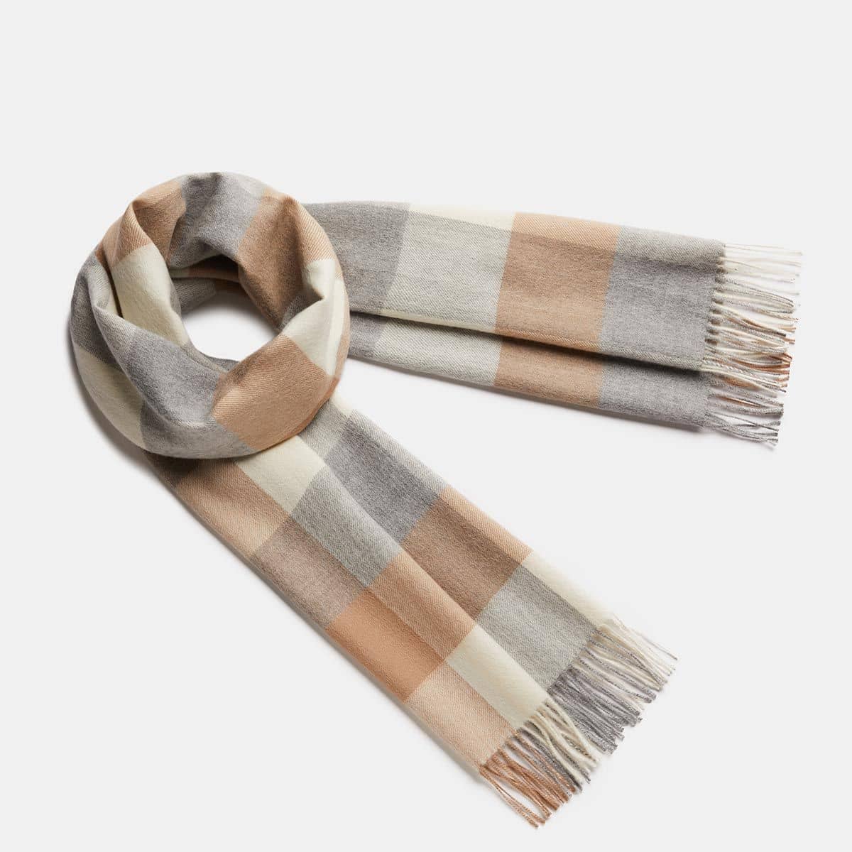 Natural Baby Alpaca Wool Midi Exclusive Check Scarf for Women