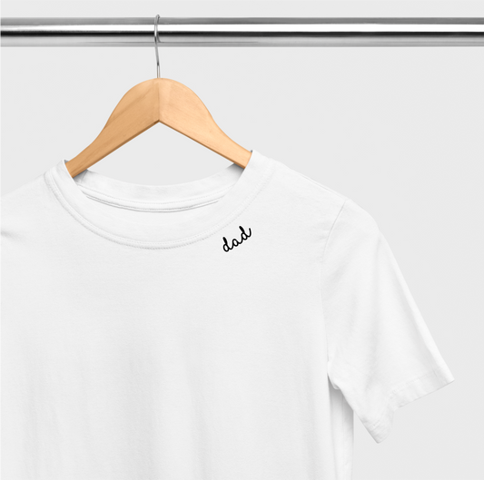 Embroidered Collar Organic Cotton T-shirt "Dad"