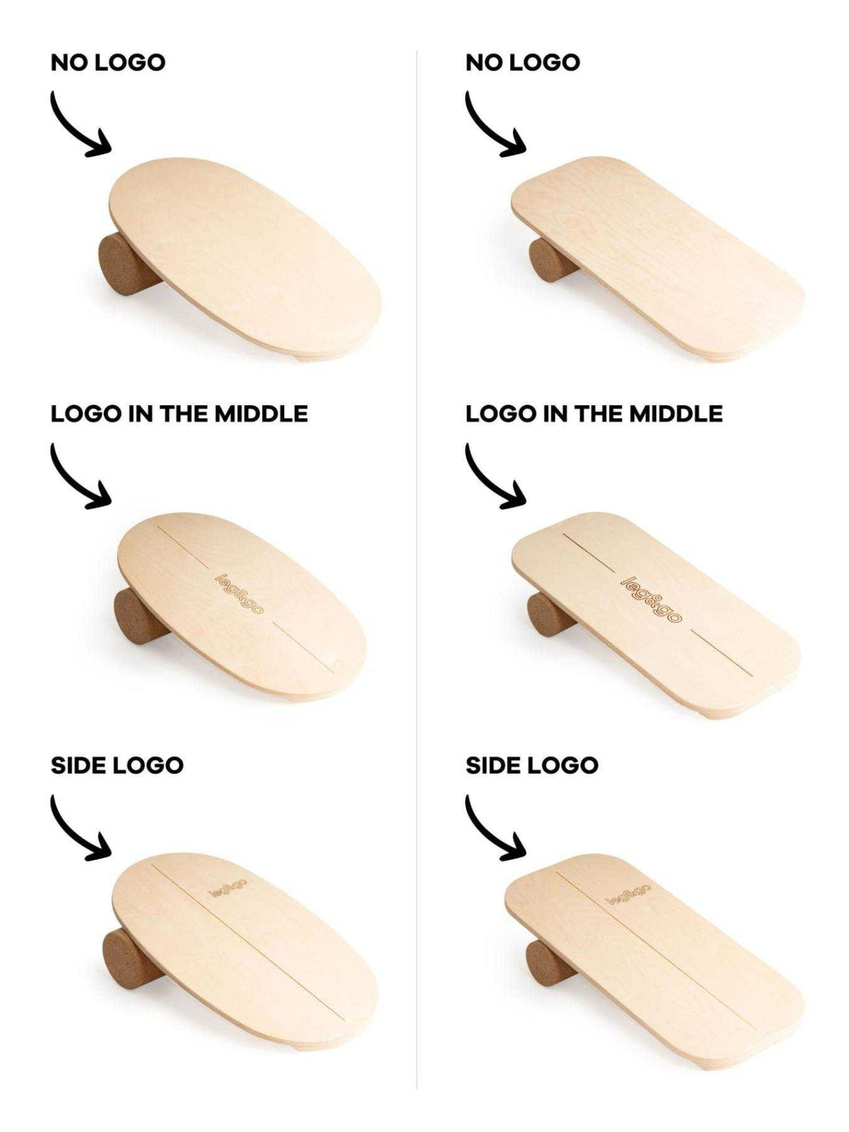 Rectangular Balance Board With Exercise Roll - Centered Logo