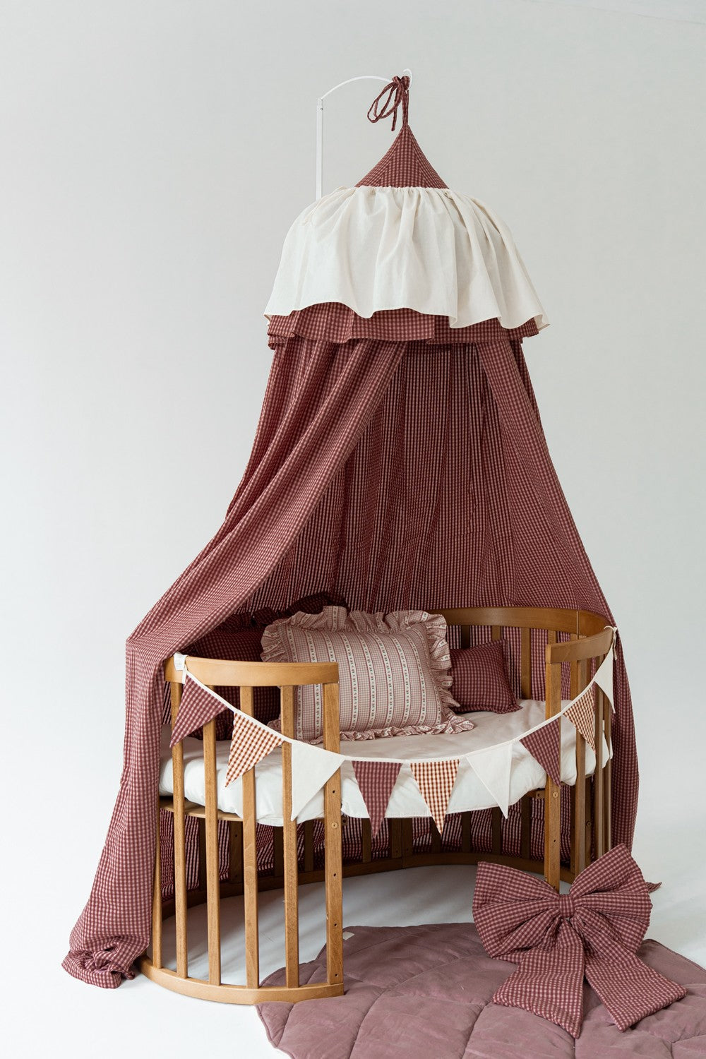 Ciel de lit en coton – Carreaux roses – vue 3