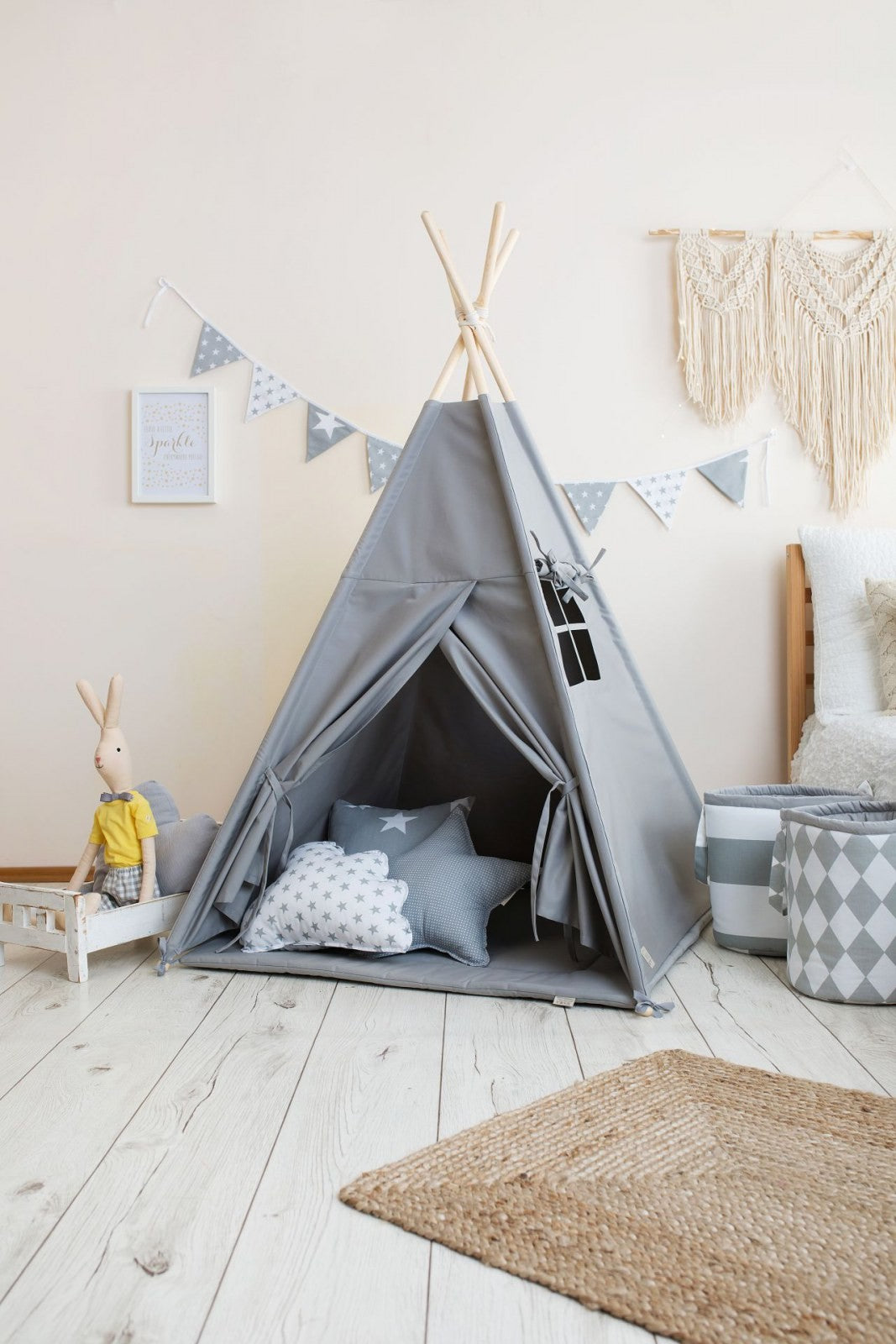 Tipi enfant gris foncé avec tapis – vue 2