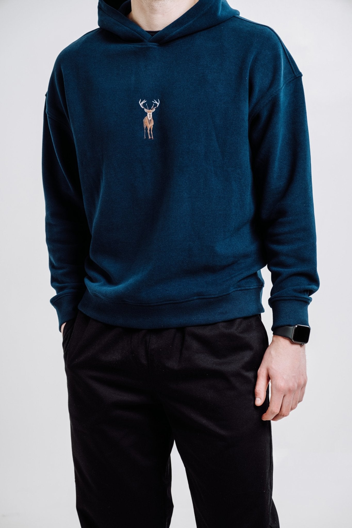 Deer Hoodie - Indigo Blue