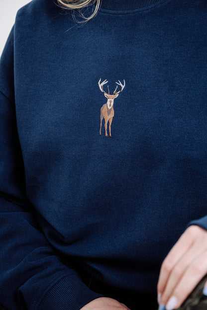 Deer Sweatshirt - Indigo Blue