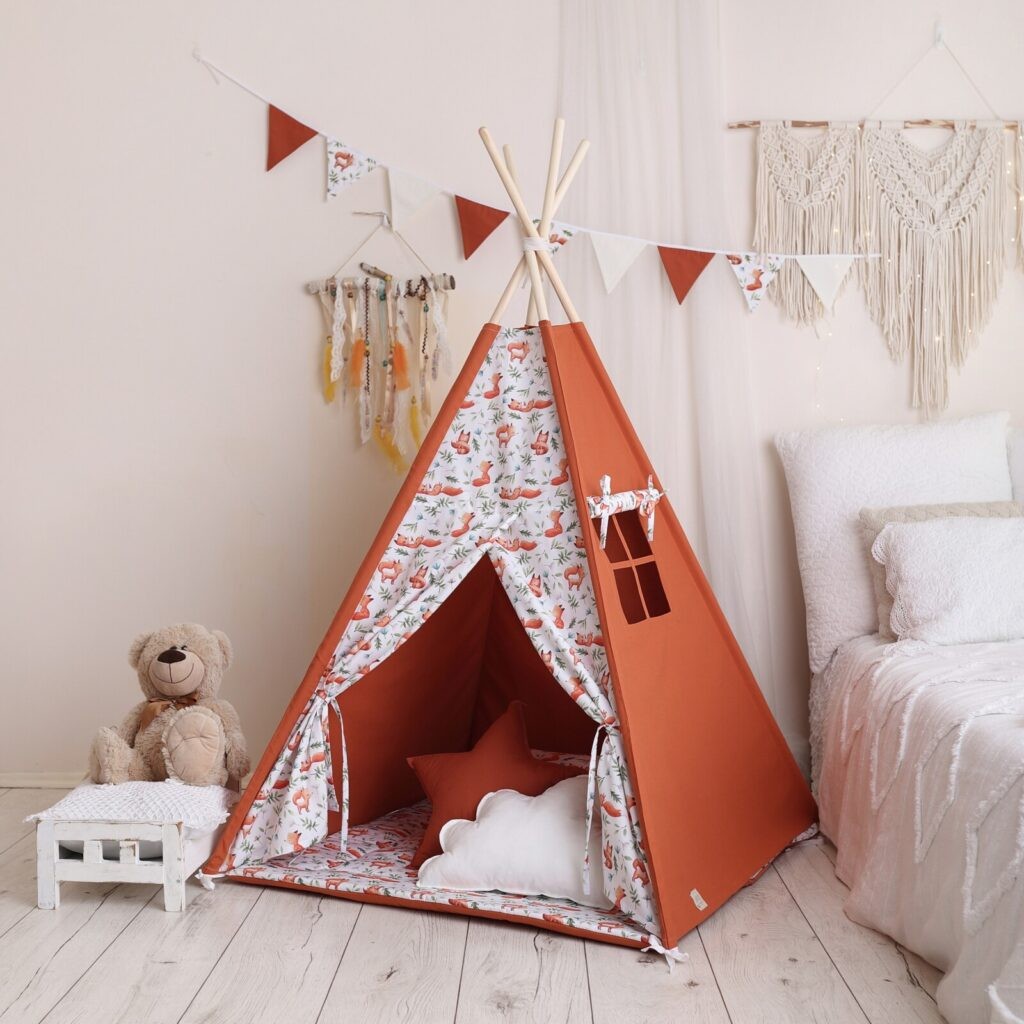 Tipi enfant motif renards avec tapis – vue 2