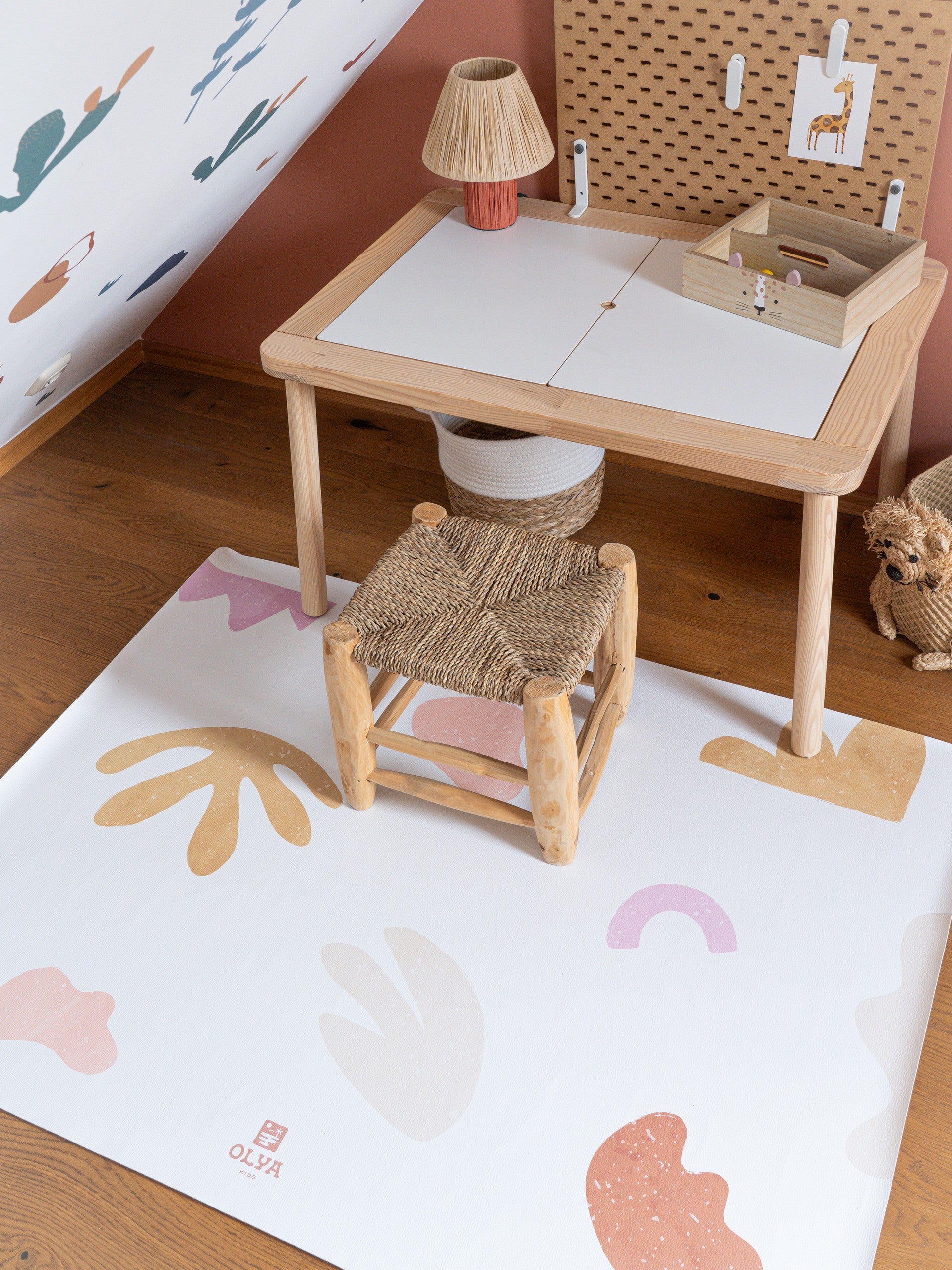 Kids Mealtime Floor Mat, Non-Slip & Waterproof - Organic Beach