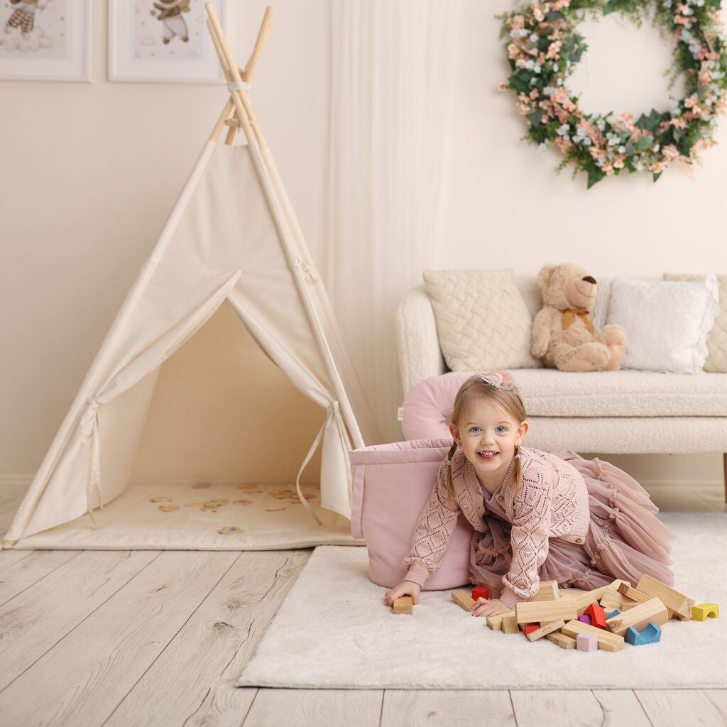 Tipi enfant beige clair avec tapis – vue 2