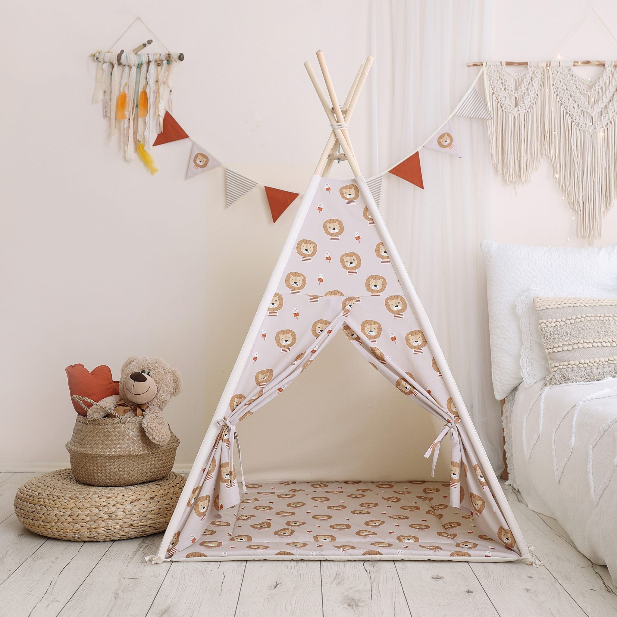 Tipi enfant motif lions avec tapis – vue principale