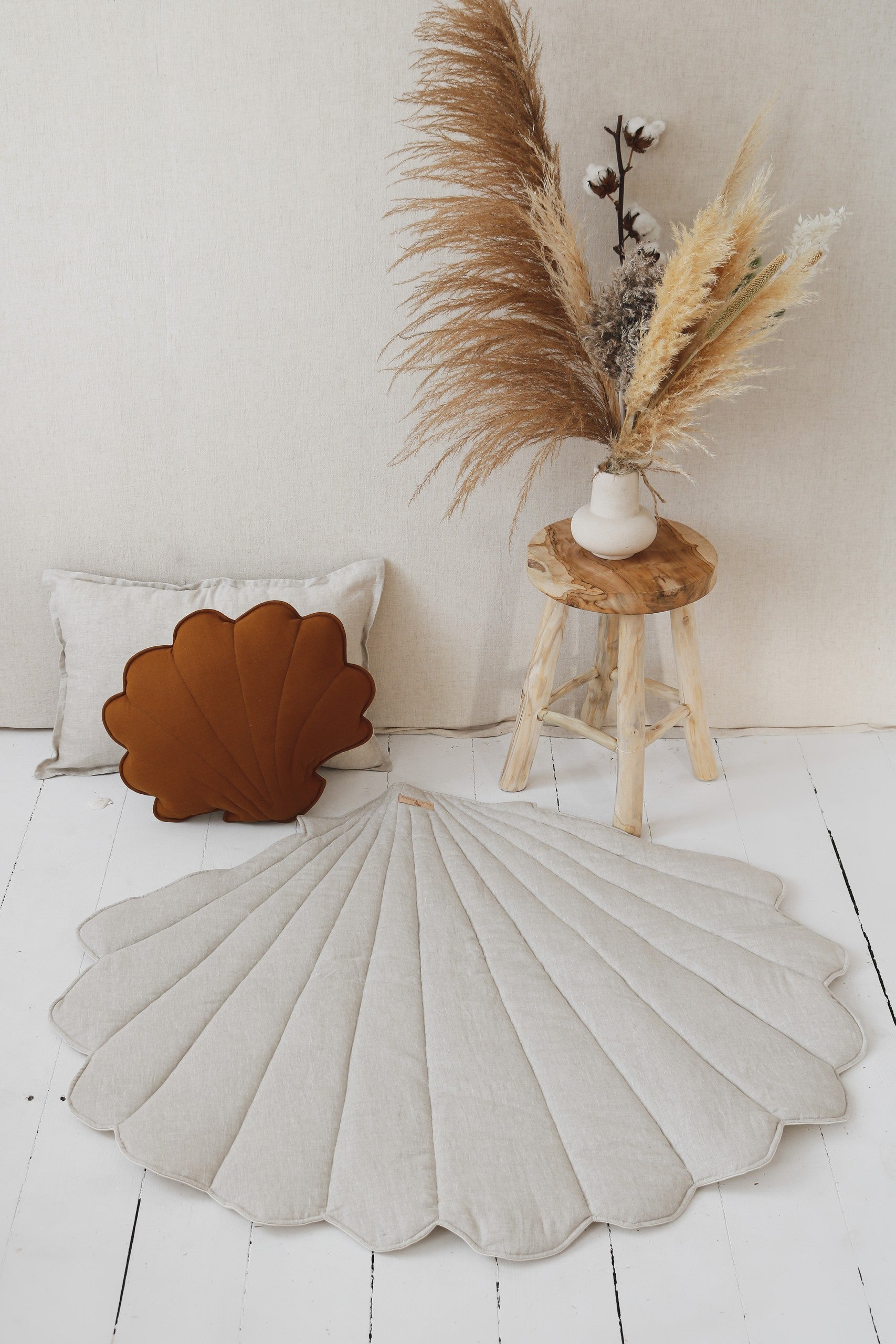 Organic Cotton and Linen Shell Playmat - Sand
