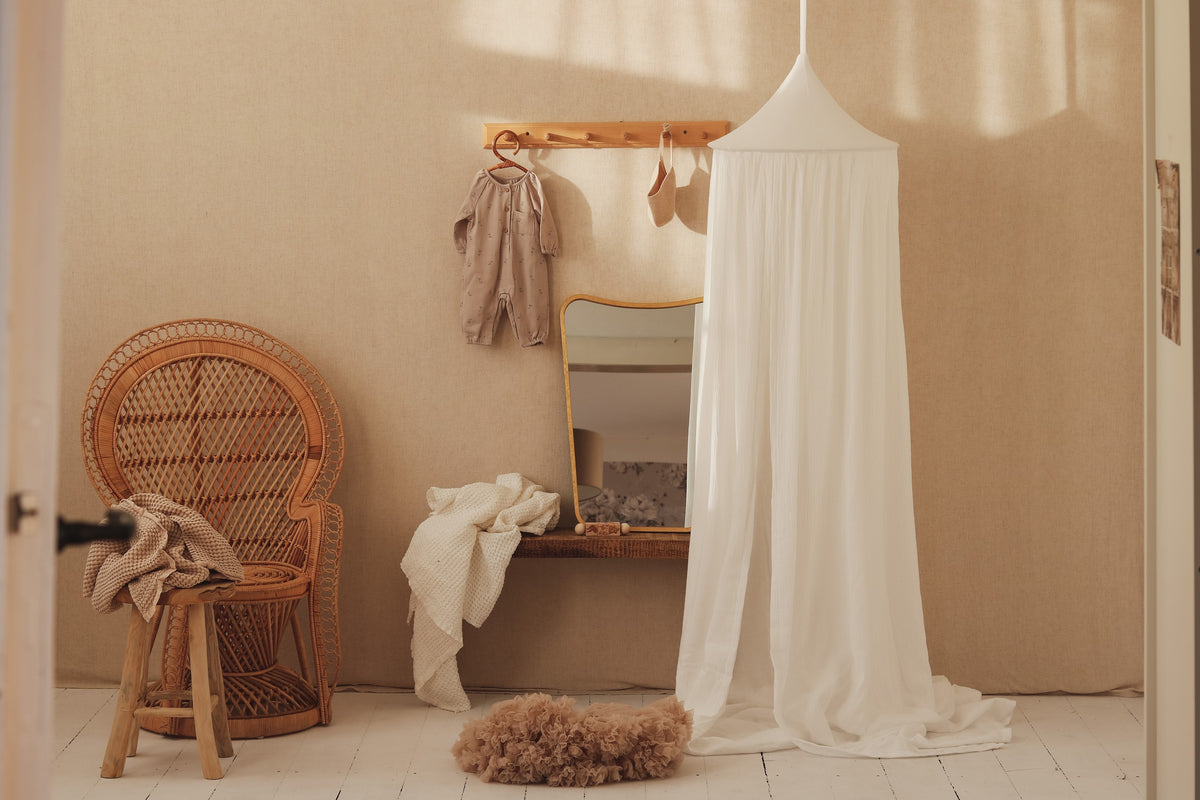 Ciel de lit en coton bio – Crème