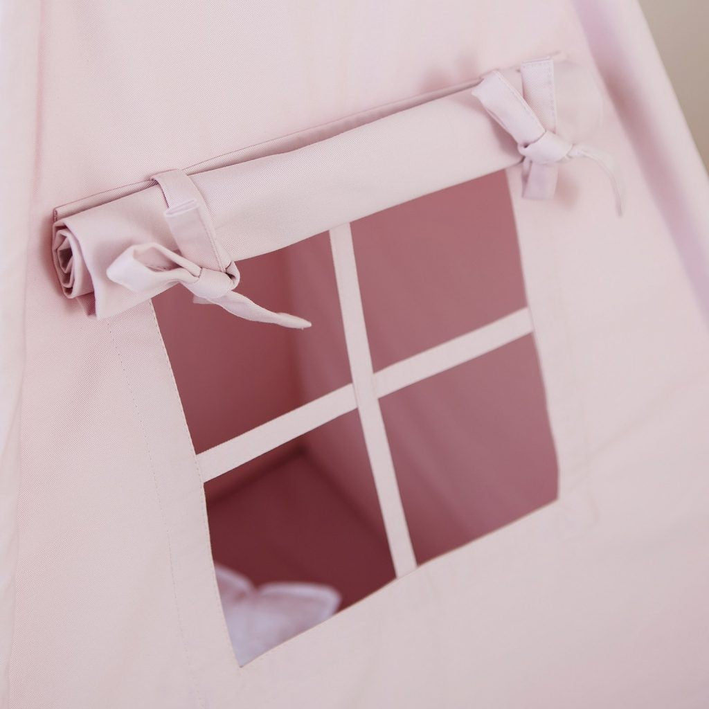 Tipi enfant rose à volants avec tapis – vue 4