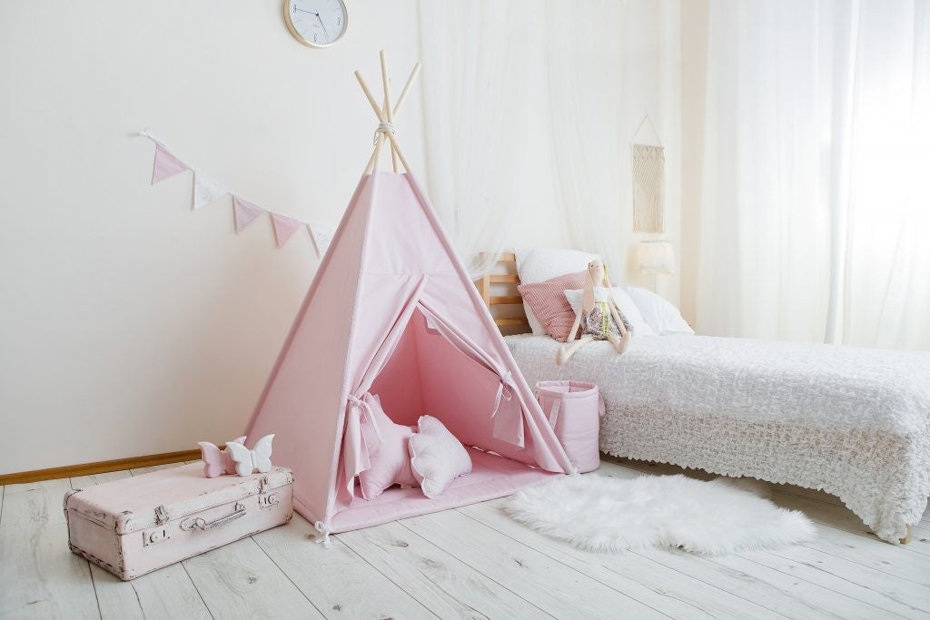 Tipi enfant rose avec tapis – vue 3