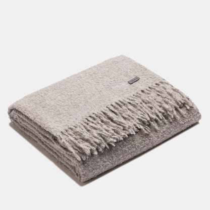 Luxurious Natural Superfine Alpaca Wool Boucle Throw