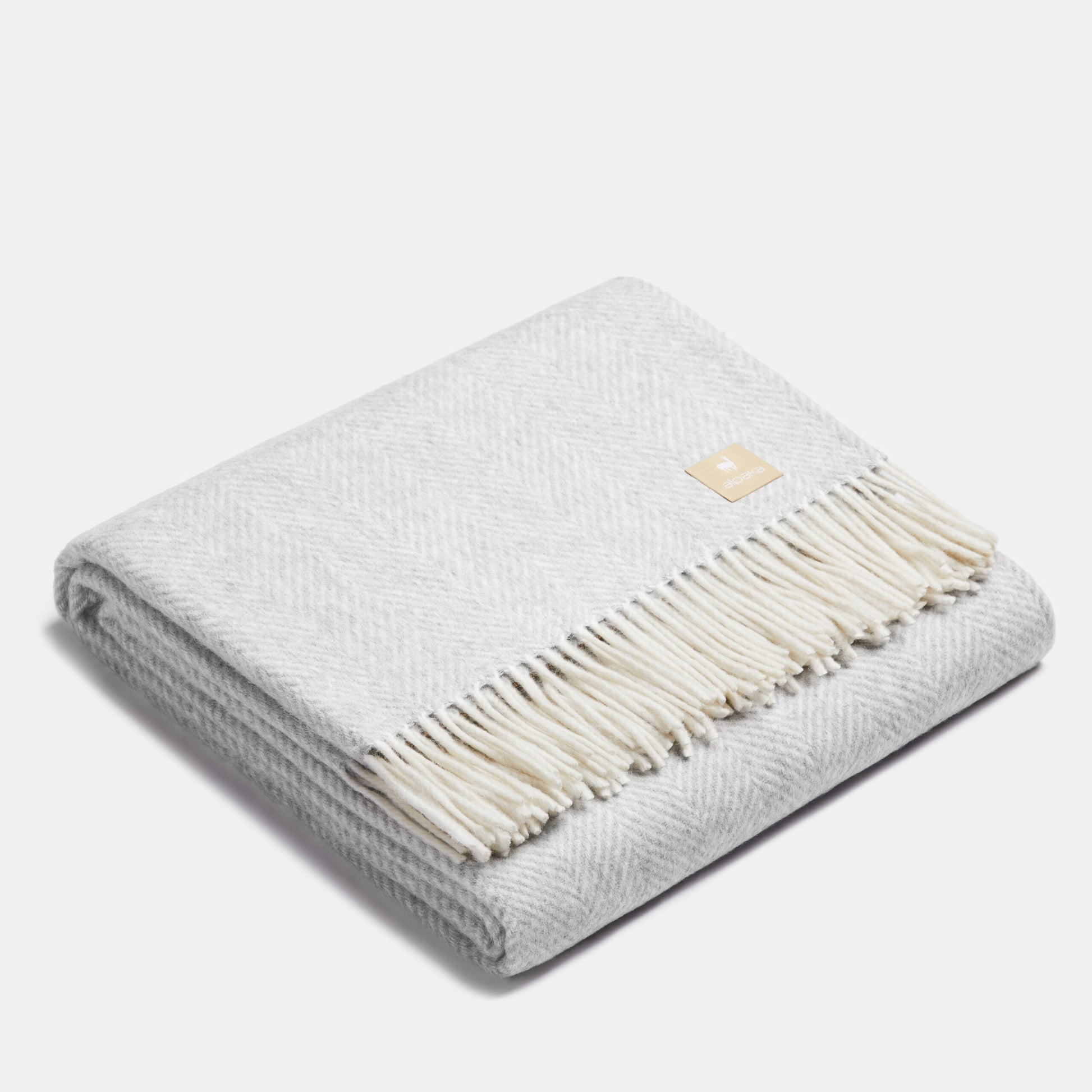 Natural Alpaka Wool Throw - Classic Fishbone