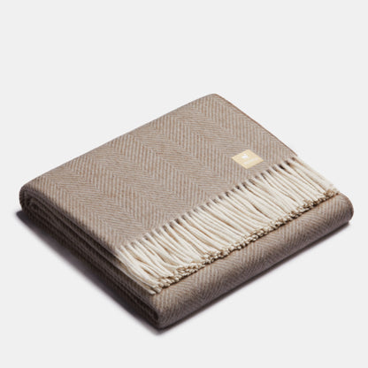 Natural Alpaka Wool Throw - Classic Fishbone