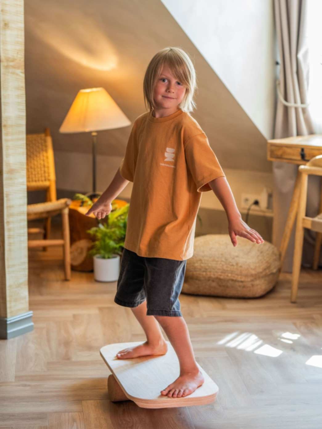Rectangular Balance Board With Exercise Roll - Centered Logo